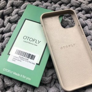 Otofly White Stone IPhone 12/12 Pro Case/ Liquid Silicone Case